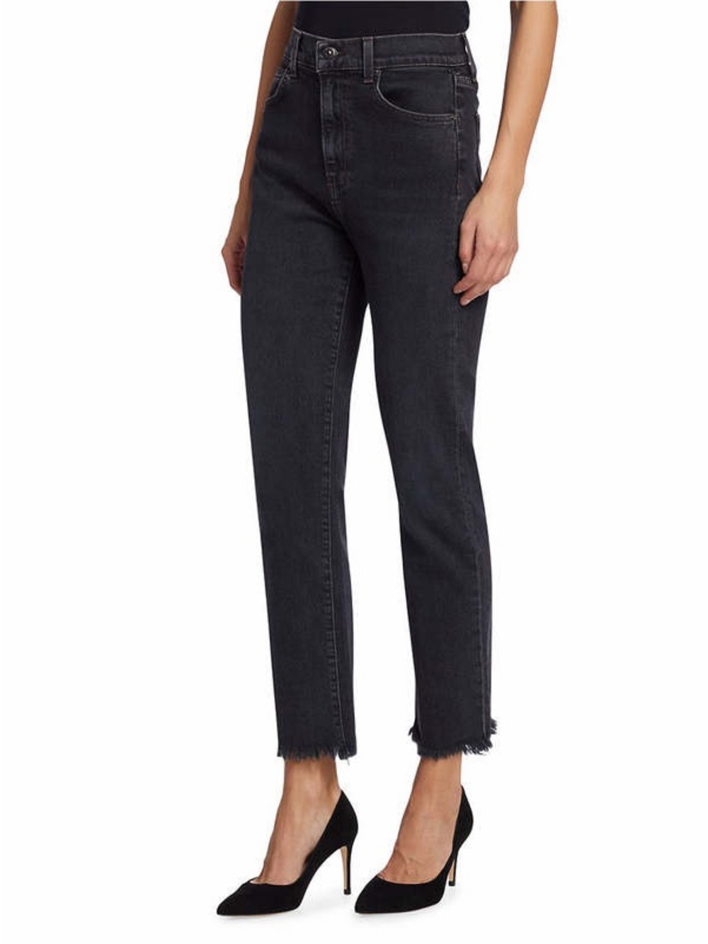 Veronica Beard Joey Straight Leg High Rise Jeans 23 Dark Charcoal Vanshing Point